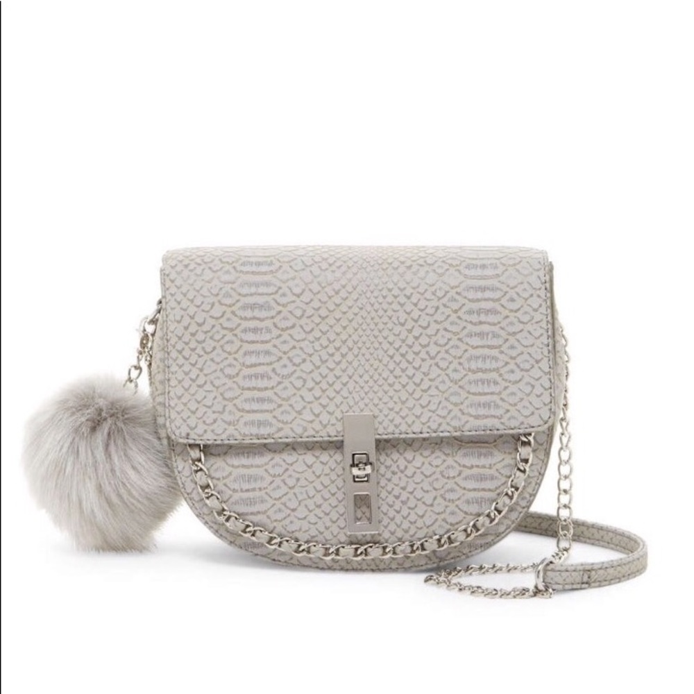 BCBG Gray Broken Arrow Snake Embossed Bag